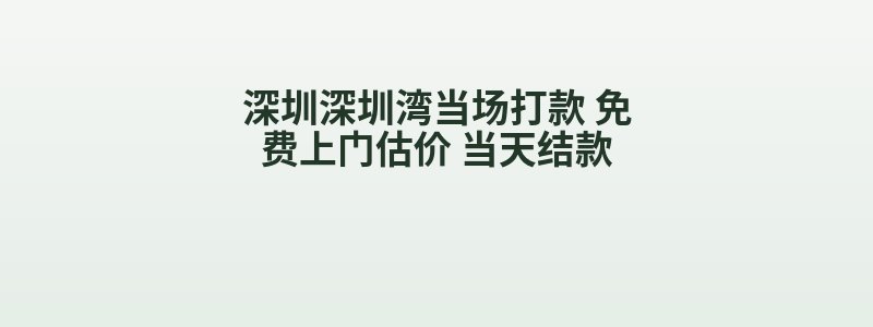 深圳深圳湾当场打款 免费上门估价 当天结款